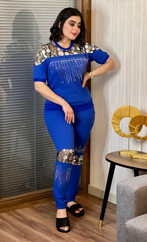 Gia Sequin 2 Piece Shirt & Jogger Pants Set