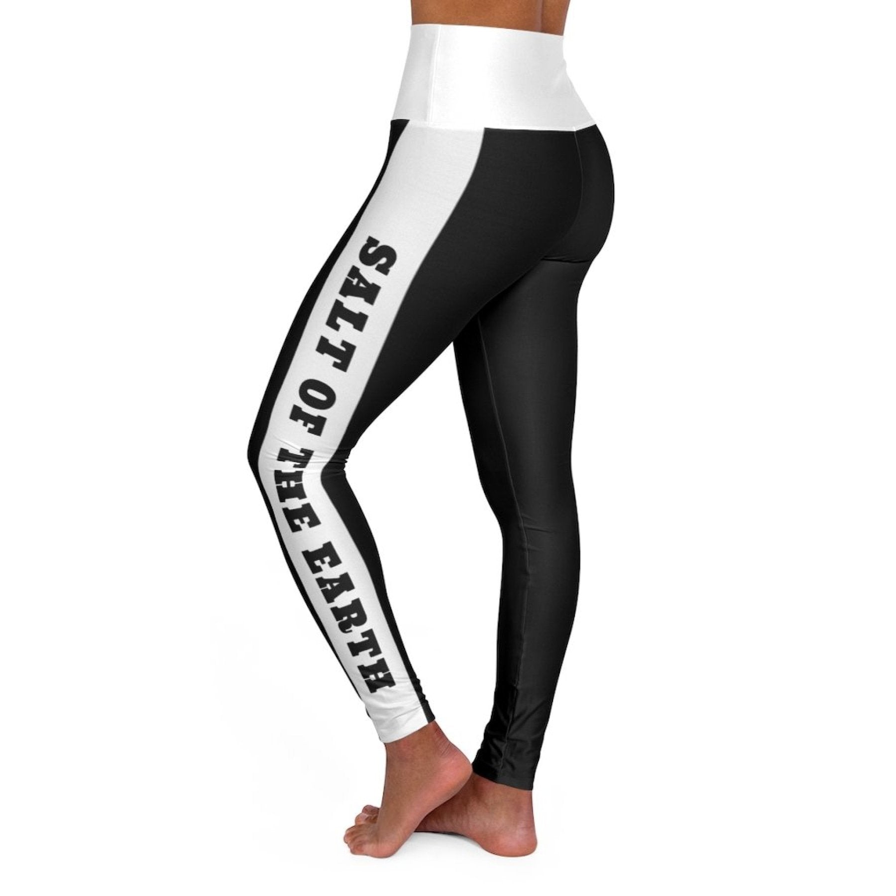Womens High-waist Fitness Legging Yoga Pants, Black White Salt of the