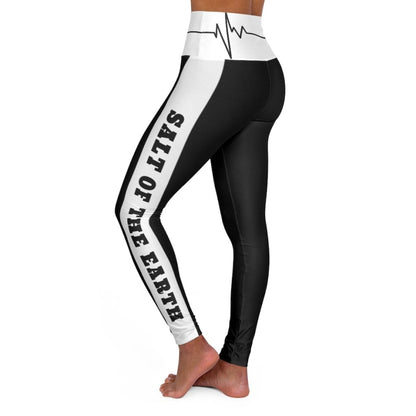 Womens High-waist Fitness Legging Yoga Pants, Black White Salt of the