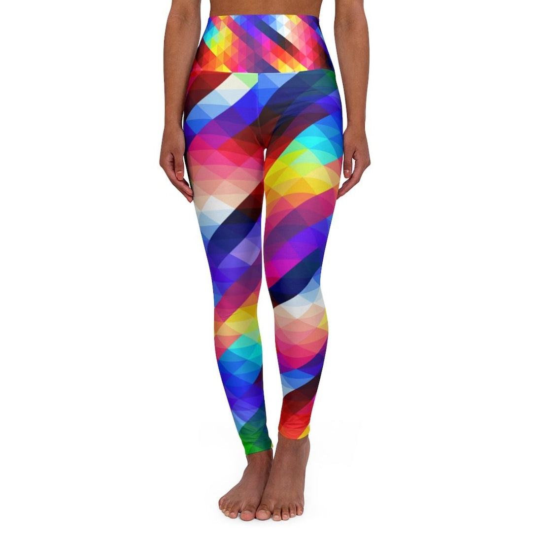 Womens High-waist Fitness Legging Yoga Pants, Multicolor Colorblock