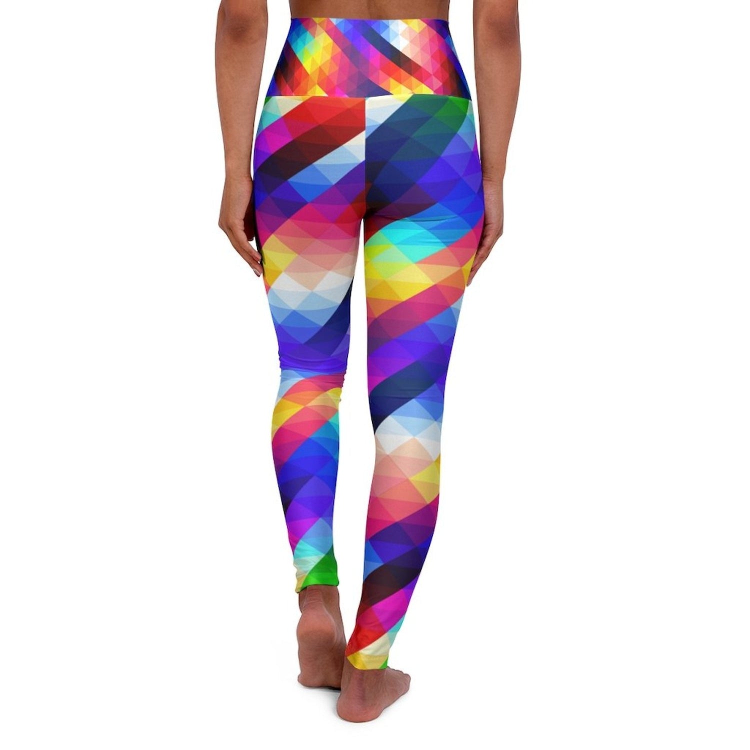 Womens High-waist Fitness Legging Yoga Pants, Multicolor Colorblock