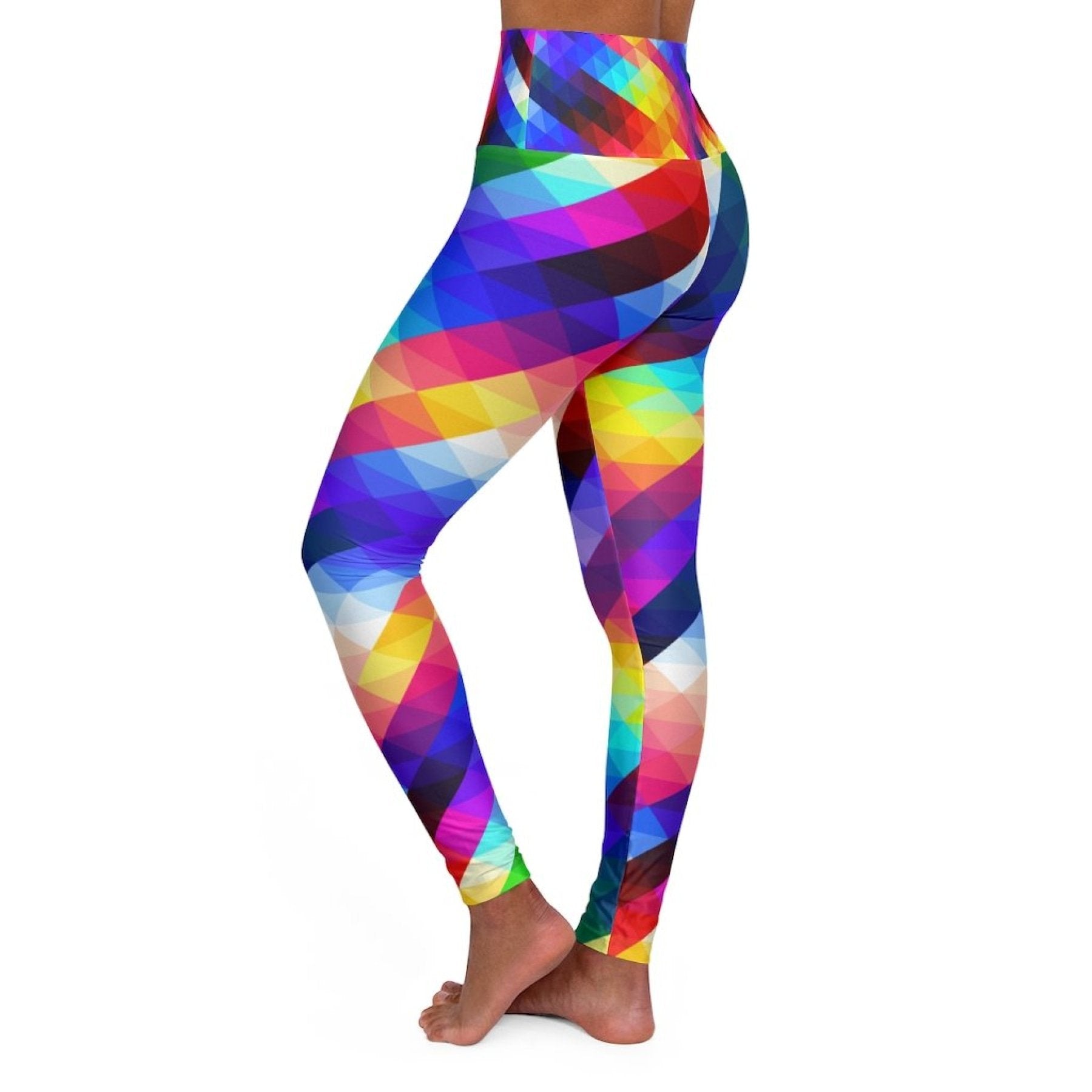 Womens High-waist Fitness Legging Yoga Pants, Multicolor Colorblock