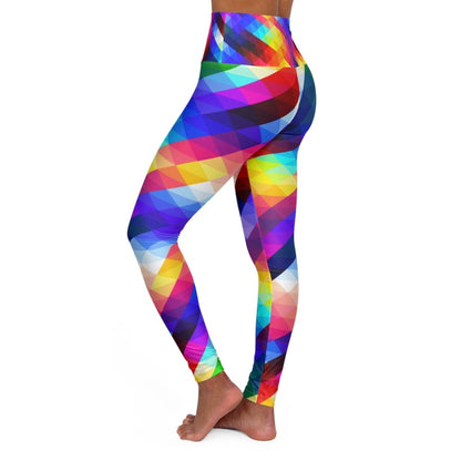 Womens High-waist Fitness Legging Yoga Pants, Multicolor Colorblock