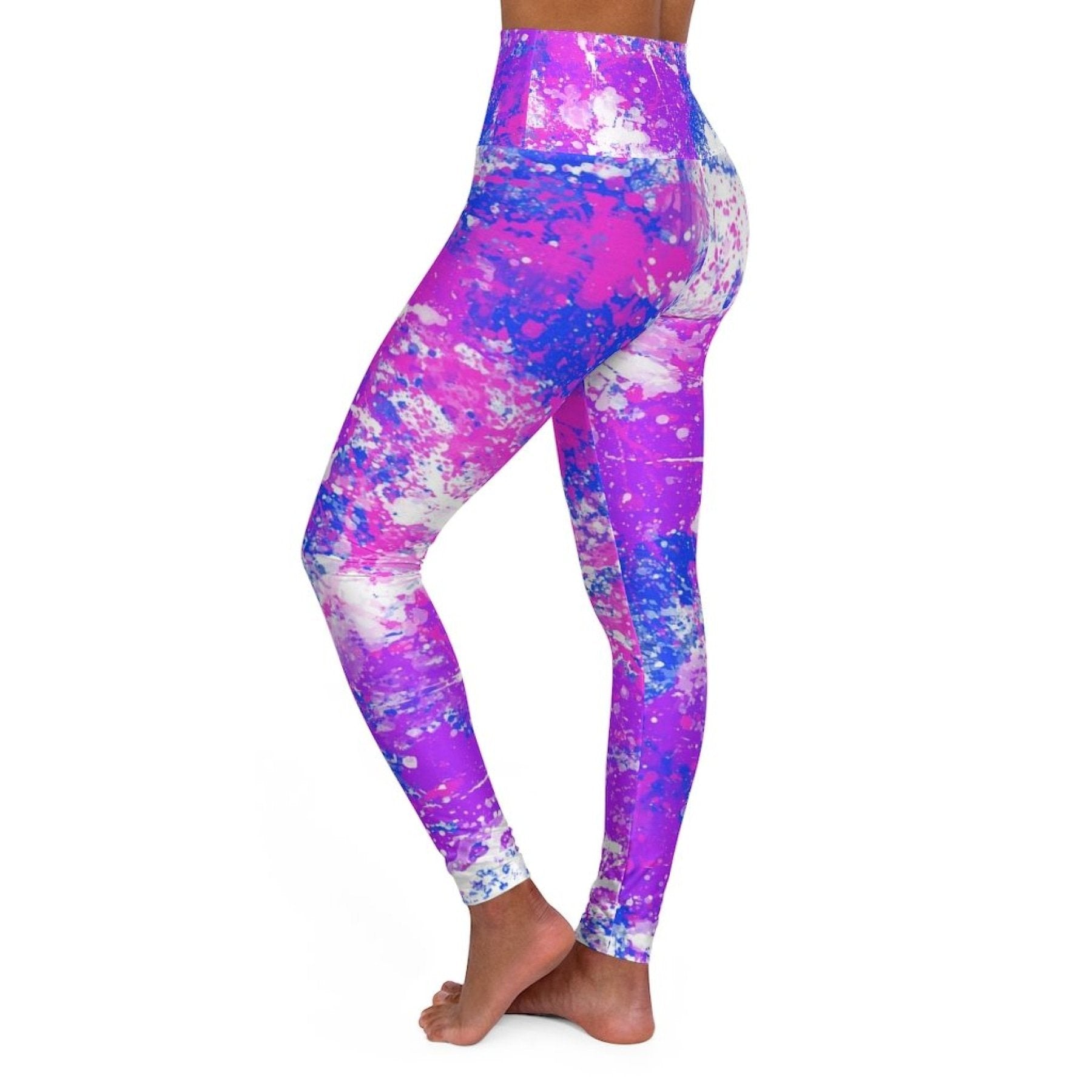 Womens High-waist Fitness Legging Yoga Pants, Pink Blue Pastel